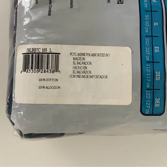 Fruit of the Loom 5 Pack Boxer Briefs L (36-38) Assorted Blues - Picture 9 of 10